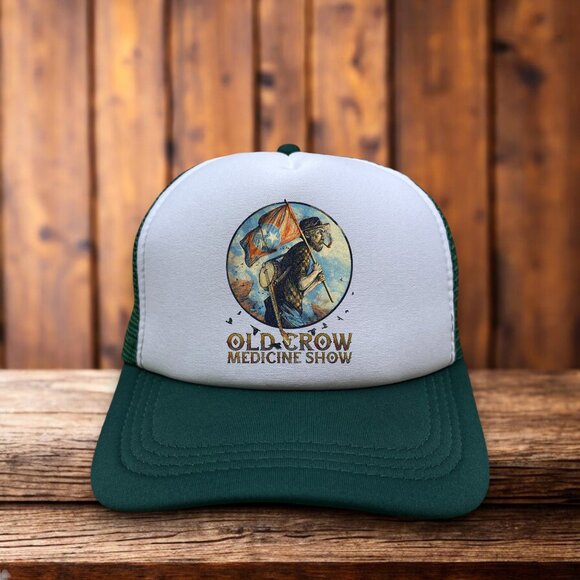 Old Crow Medicine Show Unisex Trucker Hat Green Snapback Bluegrass Baseball Cap - Picture 1 of 4